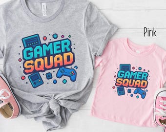 Gamer Squad T-Shirt: Retro Video Game Pixel Art, Matching Family Shirts