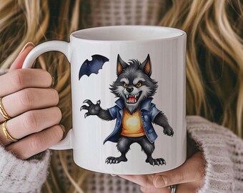 Werewolf Mug, Halloween Werewolf, Werewolf Halloween Mug, Halloween Mug, Watercolor Werewolf, Halloween Gift, Cute Halloween Mug, Wolf Mug