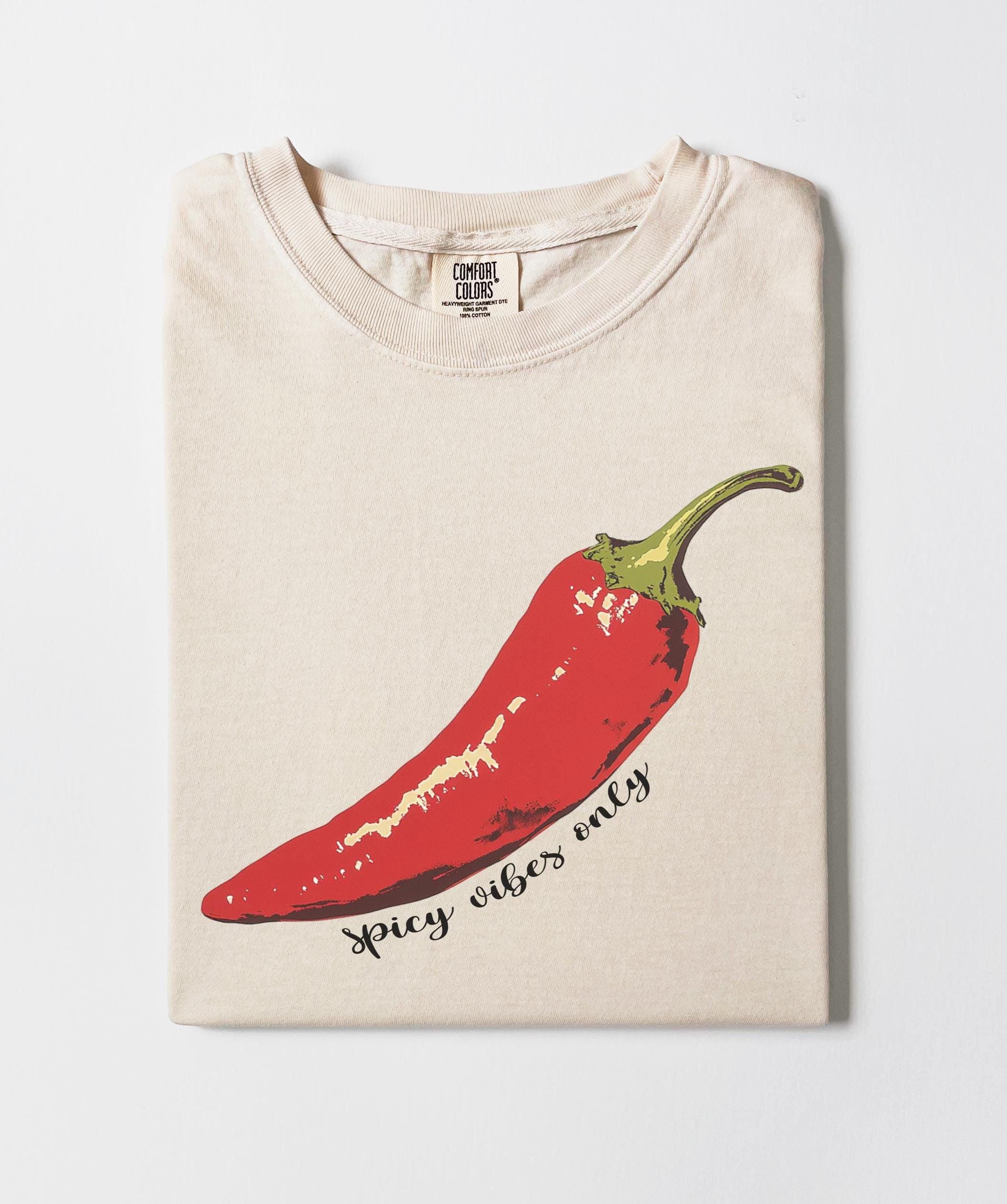 トップス Chili Pepa Comfort Colors Spicy Vibes Only Chili Pepper Shirt, Foodie Shirt