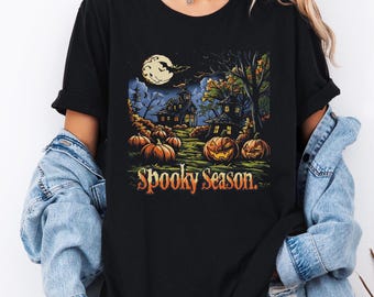Vintage Haunted House Halloween T-Shirt: Spooky Season Tee