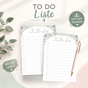 To Do Liste zum Ausdrucken | A4 + A5 Format PDF | minimalistischer Aufgabenplaner für Alltag und Büro | Checkliste zum abhaken