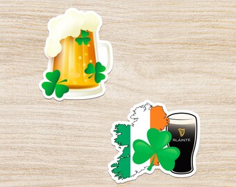 Irish Pride-stickers: waterdichte laptopstickers - Ierland en bier (set van 2)