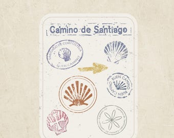 Camino de Santiago Passport Stamp, Travel Journal Design (Digital Download)