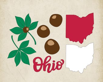 Deconstructed Buckeye Leaf Digital Art: Ohio State Design (PNG, SVG Files)