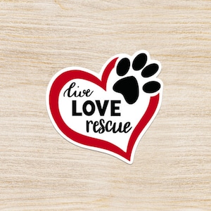 Rescue Dog Sticker: Heart Paw Print Vinyl Sticker