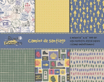Camino de Santiago Digital Designs | Pilgrim Journal, Cards, Scrapbook (Digital Download)