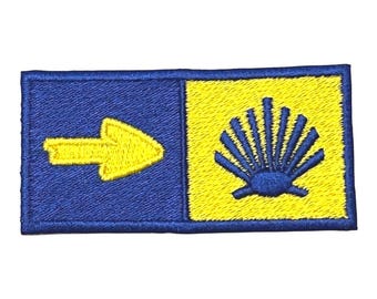 Camino de Santiago Patch | Embroidered Pilgrim Souvenir | Yellow Arrow, Scallop Shell Badge