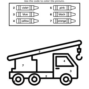 Printable Truck Color by Number for Kids Fun &amp; Educational Coloring ...