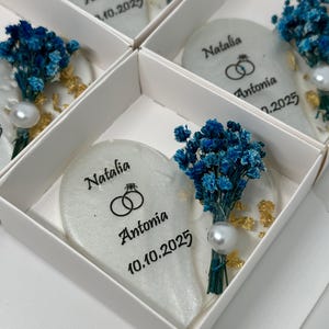 Aimant personnalisé pour cadeau de mariage : époxy, fleur sèche, cadeau de mariée islamique