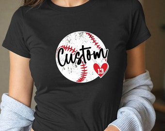 Custom Baseball Baby Tee, Personalized Baseball Name And Number Tank Tops, Baseball Mom Crop Tops, Custom Gifts For Baseball Players, TU6048