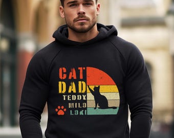 Custom Cat Dad Hoodie, Vintage Cat Dad Shirt with Cat Names, Personalized Cat Owner Shirt, Custom Gifts Cat Lover, Best Cat Dad Shirt,TF6804