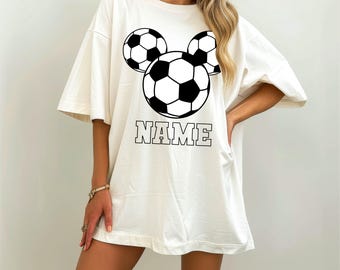 Custom Mickey Soccer Ball With Name Shirt, Personalized Mickey Head Sweatshirts, Sporty Disney Hoodie, Trendy Gifts for Football Fans, TW118