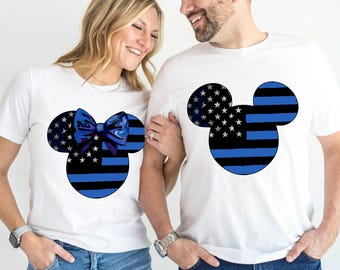 Police Disney Minnie And Mickey Mouse Shirt, Fun Disney Tees, Police Sweatshirts, Disney Fan Hoodie, Mickey Minnie Police Themed Gifts, TW61