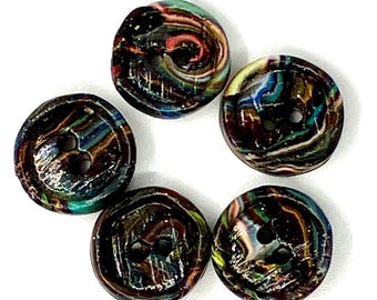 Botones de arcilla polimérica de 5/8" con remolino de nebulosa, juego de 5