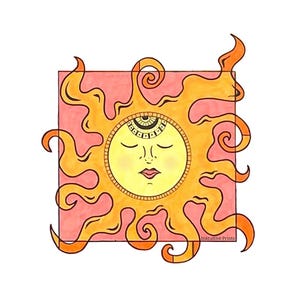 Sun Sticker | Waterproof Sun sticker for water bottle or laptop