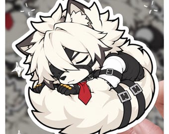 Sleeping Von Lycaon Chibi Sticker, Zenless Zone Zero Wolf Decal (3x3 inch)