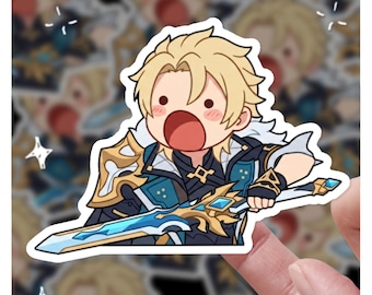 Pegatina Varka Chibi Simplificada Linda Divertida / Pegatina Genshin Impact / 3 Pegatinas / Pegatina de Vinilo de 3" / 3 Pegatinas
