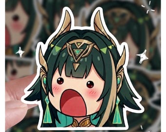 Pegatina de Nefer, linda y divertida, de Genshin Impact / Pegatina de Genshin Impact / Pegatina de vinilo de 3" y 4" / 3 pegatinas