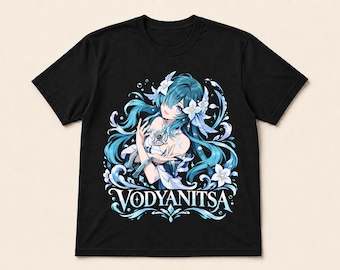 Vodyanitsa T-Shirt, Genshin Impact Shirt, Snezhnaya Hydro Character Tee, Anime Graphic Streetwear, Genshin Cosplay Merch, Gamer Waifu Gift