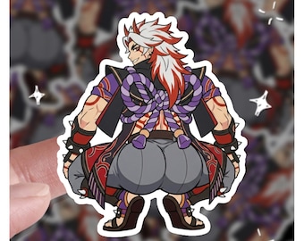 Itto Squat Funny Genshin Impact Fan Art | Genshin Impact Sticker | 3" & 4" Vinyl Sticker | 3 Sticker | Fan Art
