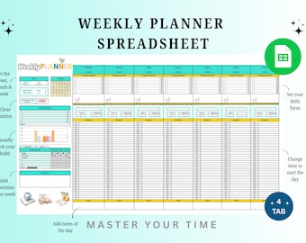 Weekly Planner Google Sheet Template: To-Do List, Checklist (Digital Download)