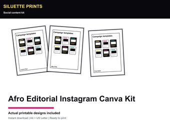 Afro Editorial Instagram Canva Kit, African Inspired Social Media Templates, Small Business Content Planner