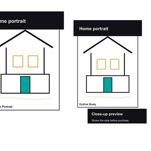 Watercolor House Portrait Kit, Outline Wall Art Guide, New Home Gift (Digital Download) image 3