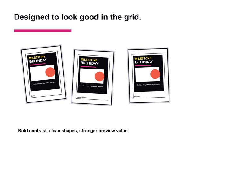 May include: Three framed prints with a black border, each featuring the text "MILESTONE BIRTHDAY" above a white rectangle and a red circle. The prints are displayed against a white background.