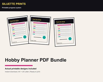Hobby Planner Bundle, Guitar, Surf, Garden, Craft Trackers (A4 US Letter PDF)