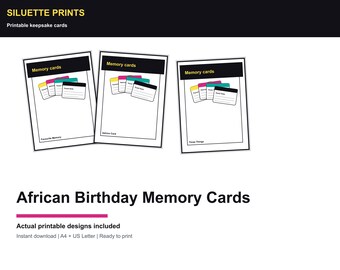 African Birthday Memory Cards, Keepsake Prompt Cards (PDF Download)