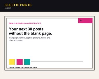 Small Business Content Planner PDF, 30 Post Content Kit, AI Caption Prompts, Promo Calendar