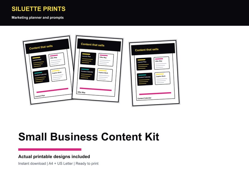 Small Business Content Planner PDF, 30 Post Content Kit, AI Caption Prompts, Promo Calendar afbeelding 1