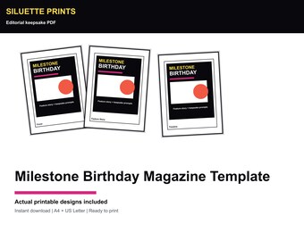 Milestone Birthday Magazine Template, Keepsake Story Prompts (Digital Download)