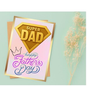 Algodão Doce Coroado – Cartão de Saudações para o Dia dos Pais para Imprimir (Tamanho A4, PNG e JPEG, Download Instantâneo)
