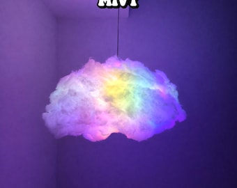 Färdig RGB+IC-molnlampa, redo att hängas USB-molntaklampa, app och fjärrkontroll, inredning för spelrum och sovrum