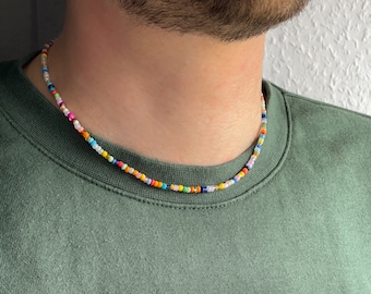 Bunte Perlenkette Herren | Perlenhalskette bunt | Perlenkette | Surfer Perlenkette