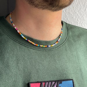 Kleurrijke parelketting heren | parelketting kleurrijk | parelketting | surfer parel ketting