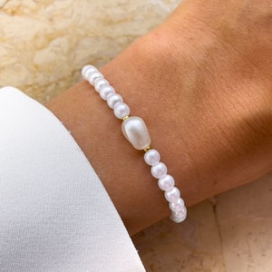 Elegant pearl bracelet with freshwater pearl | Pearl bracelet women | Pearl bracelet boho | Freshwater pearl bracelet