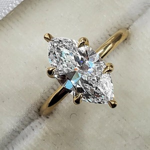 2.5 CT Marquise Moissanite Engagement Ring: Hidden Halo Solitaire
