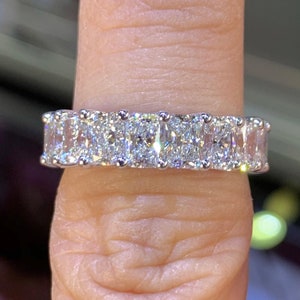 Radiant Diamond Band,Radiant Wedding Band,14K White Gold 3/4 Eternity Radiant Band,Lab Grown Radiant Band Anniversary Radiant Diamond Ring
