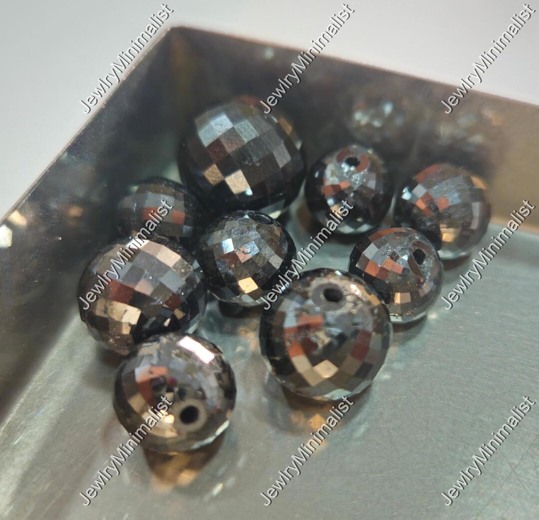 Black Diamond Facet Cut Bead for Jewelry Making, Round Shape