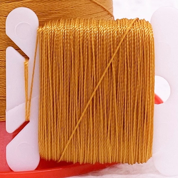 Pattye's AMBER Serafil Thread, Silk Like Knotting Thread, Beading, Stringing, Card, Golden, String Pearls, Size 40 30 20 15