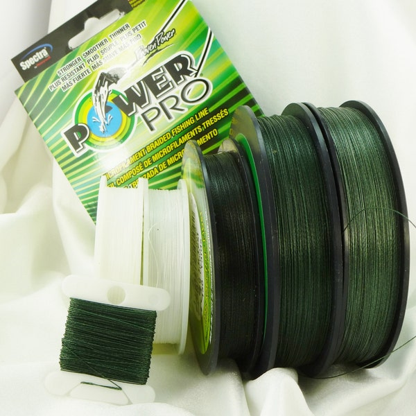 Power Pro Braided Beading Thread, White or Moss Green Fishing Line, Knotting Cord, PowerPro 10#, 20#, 30#, 40# Spectra Fiber, Made in USA