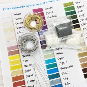 Pearl Knotting Starter Kit, Serafil Stringing Thread, Needles, French Wire, Custom Beading Kit, Repair, Learn to Knot, White Ivory Gray