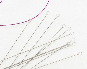12 Beading Needles 0.34mm MEDIUM 3.5 inch Twisted Steel Collapsible Eye For Pearl Knotting, Stringing Beads & Gemstones