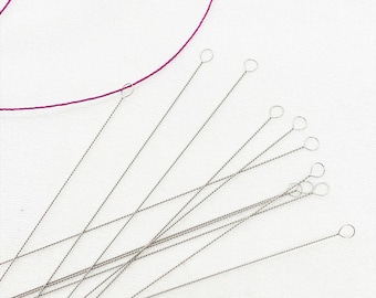 MEDIUM (0.34mm) Bead & Pearl Stringing Needles: Twisted steel, Collapsible Eye