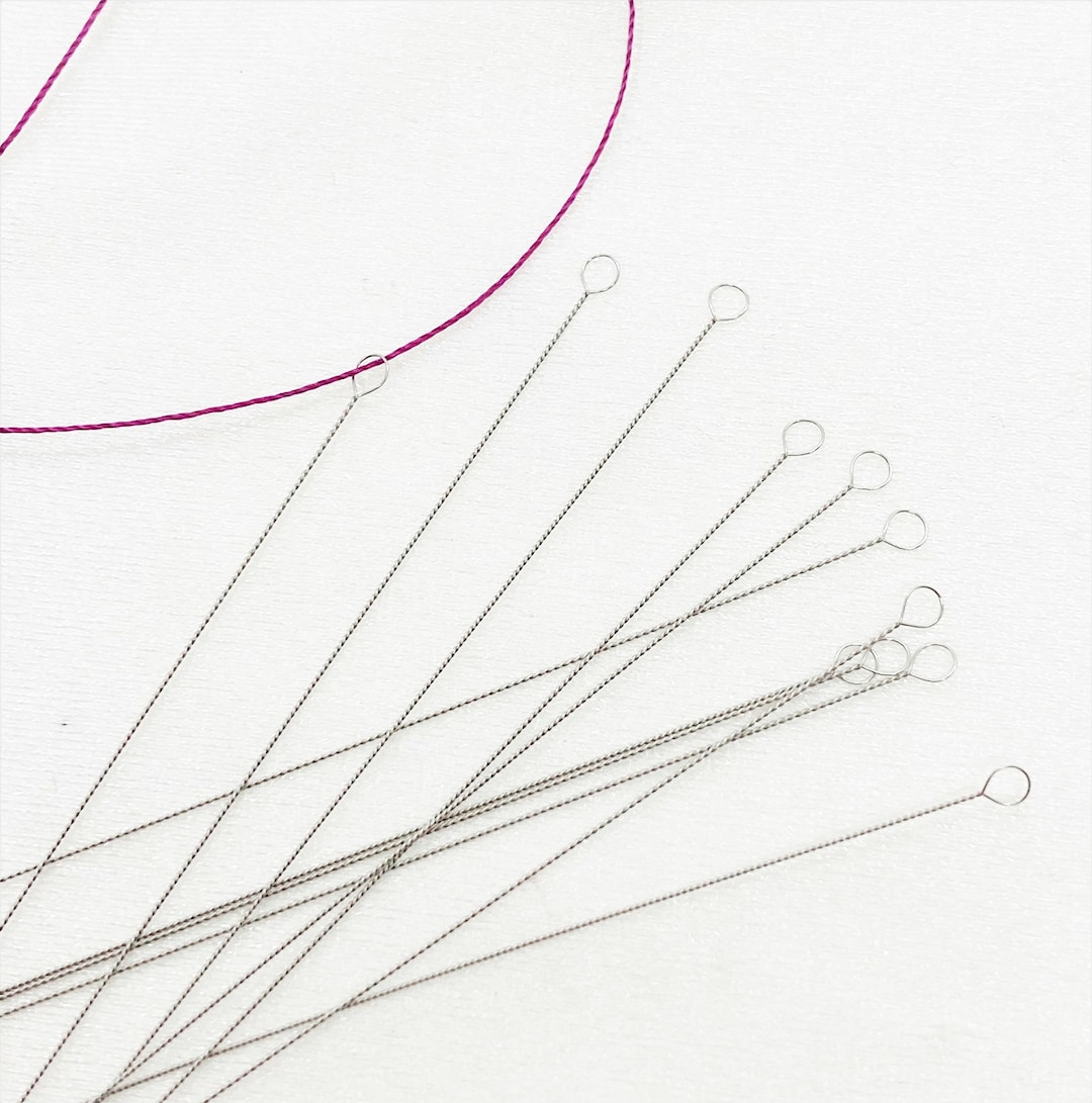 MEDIUM (0.34mm) Bead & Pearl Stringing Needles: Twisted Steel ...