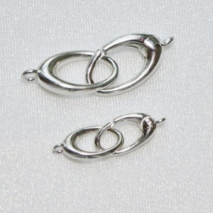 Sterling Silver Oval Clasp, 925 Silver Hinged Clasp, Oval Push