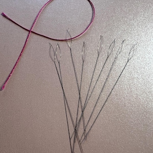 8 Open Eye 0.24mm EXTRA FINE Beading Needles Flexible Twisted Steel, Collapsible Loop For Pearl Knotting, Stringing Beads & Gemstones