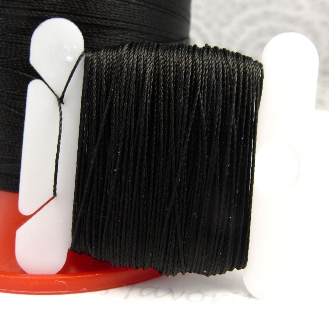 Polyester Stringing BLACK Serafil Thread: Silk-like Polyester for Pearl Stringing, Knotting ...